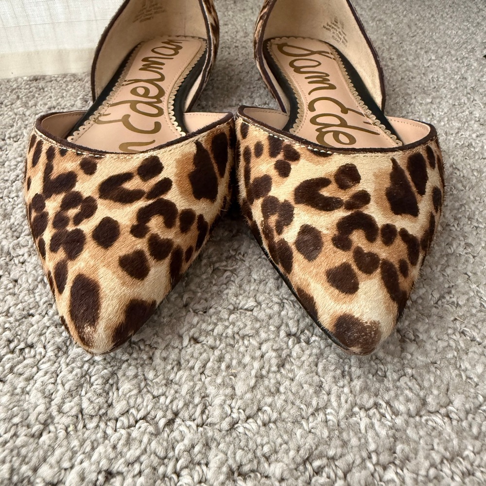 Sam Edelman Rodney Leopard Calf Hair d'Orsay Pointed Toe Flats 6 Mob Wife Animal - Picture 3 of 8
